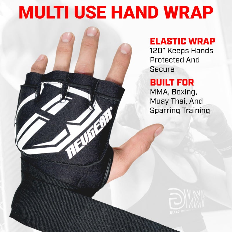 Revgear Neoprene High-Performance Gel Pro Hand Wraps | Wear Under Boxing or MMA Glove | Attached 120 inch Elastic Wrist Wrap | Ultra-Comfortable Anti-Shock Wrap for Training, Sparring, Fighting (Pair) - Image 4